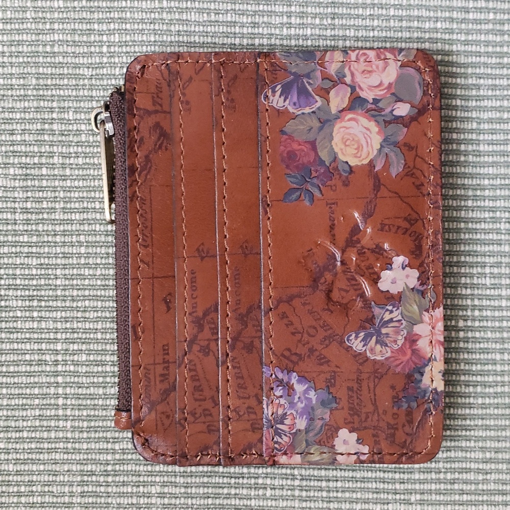 EUC Patricia Nash Cassis RFID  Leather ID card wallet English Garden Floral Map - Picture 8 of 8